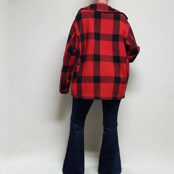 1950s Vintage Woolrich Woolen Mills Mackinaw Red Plaid Wool Hunting Jacket L - Picture 3 of 16